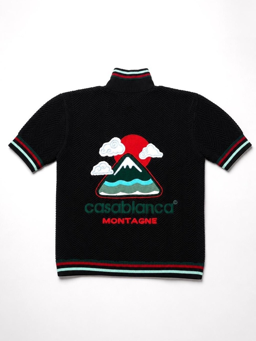 Casablanca Black Embroidered Montagne Polo Shirt